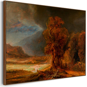 Rembrandt van Rijn - Framed Wall Art Print Canvas Picture - Landscape with the Good Samaritan