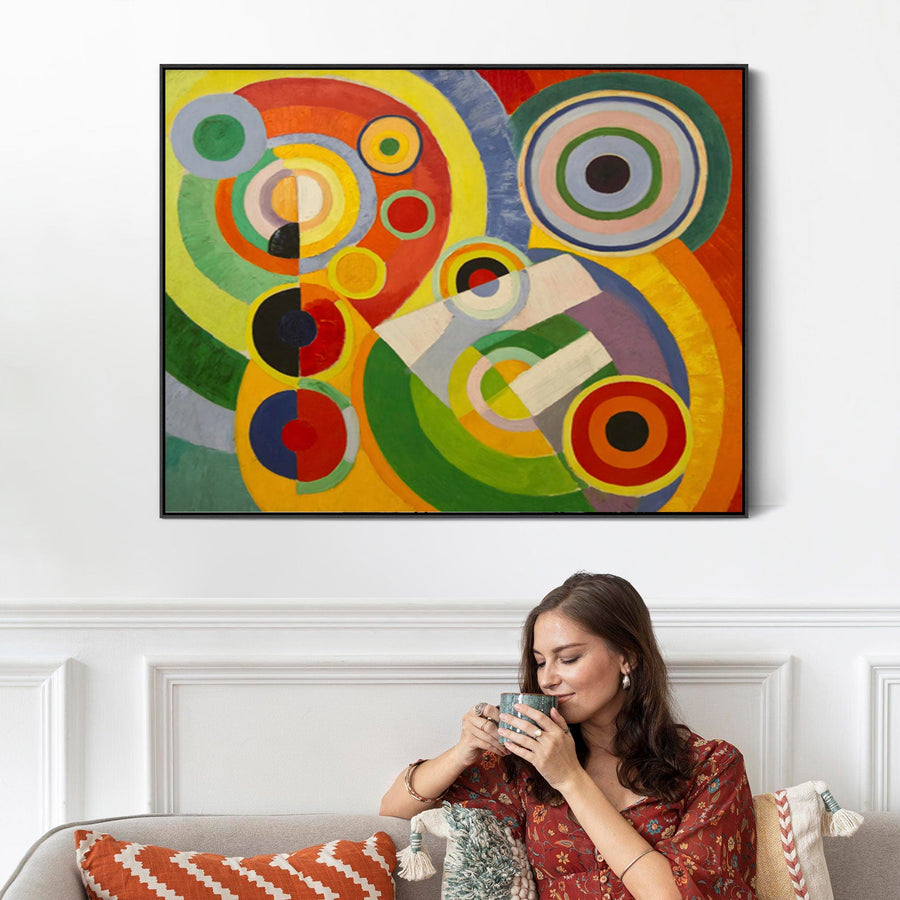 Robert Delaunay - Framed Multi Coloured Abstract Art Print - Rythme Joie de Vivre - on Canvas