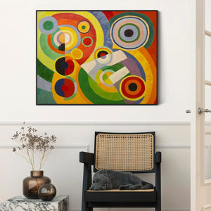 Robert Delaunay - Framed Multi Coloured Abstract Art Print - Rythme Joie de Vivre - on Canvas