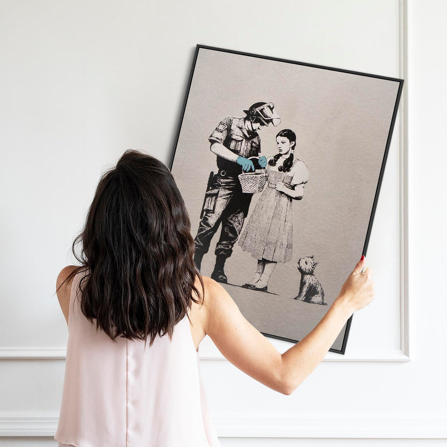 Large Banksy Framed Canvas Art Print - Stop and Search