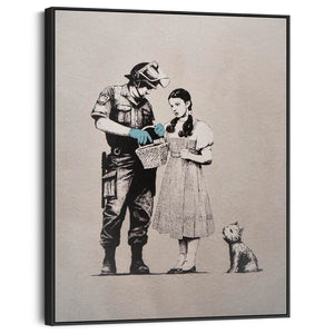 Large Banksy Framed Canvas Art Print - Stop and Search