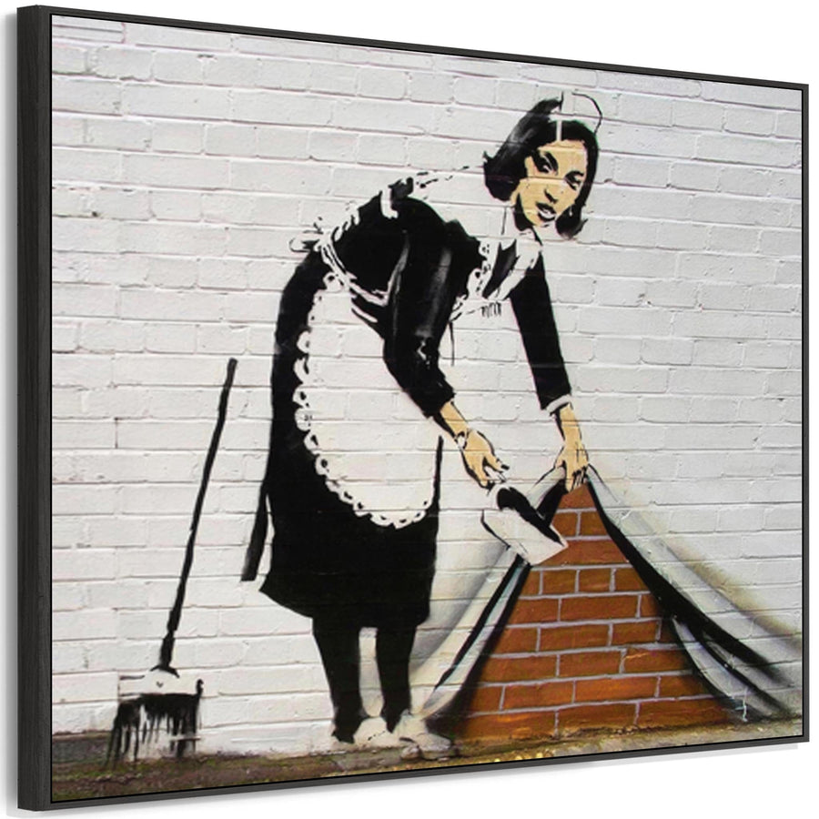 Large Banksy Framed Canvas Art Print - Sweep It Under The Carpet