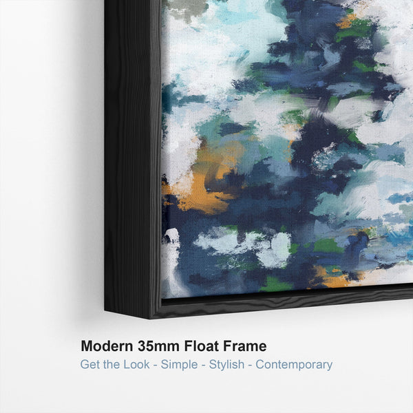 Large Teal Wall Art Pictures for Living Room - Set of 3 Framed Canvas Artwork