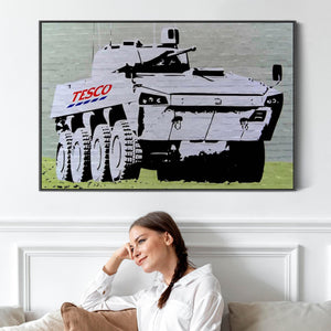 Large Banksy Framed Canvas Art Print - Tesco Tank