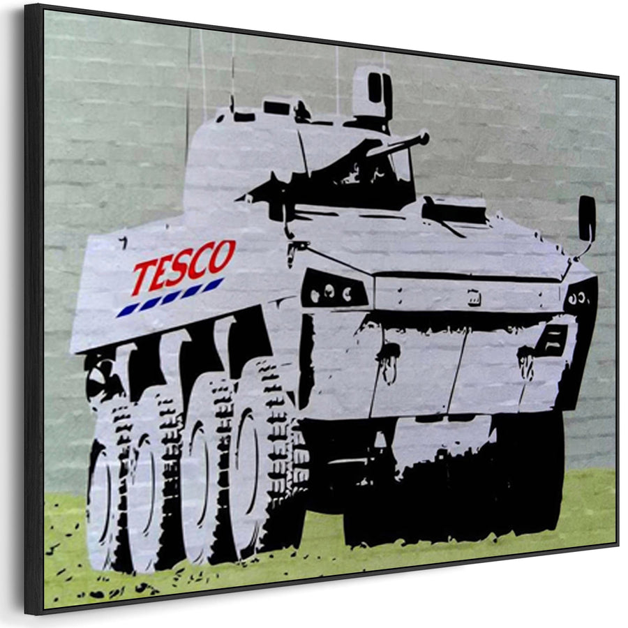 Large Banksy Framed Canvas Art Print - Tesco Tank