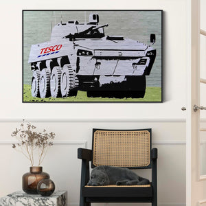 Large Banksy Framed Canvas Art Print - Tesco Tank