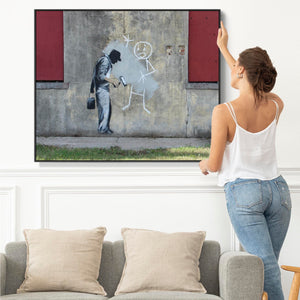 Large Banksy Framed Canvas Art Print - The Gray Ghost in New Orleans