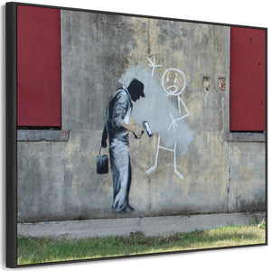 Large Banksy Framed Canvas Art Print - The Gray Ghost in New Orleans