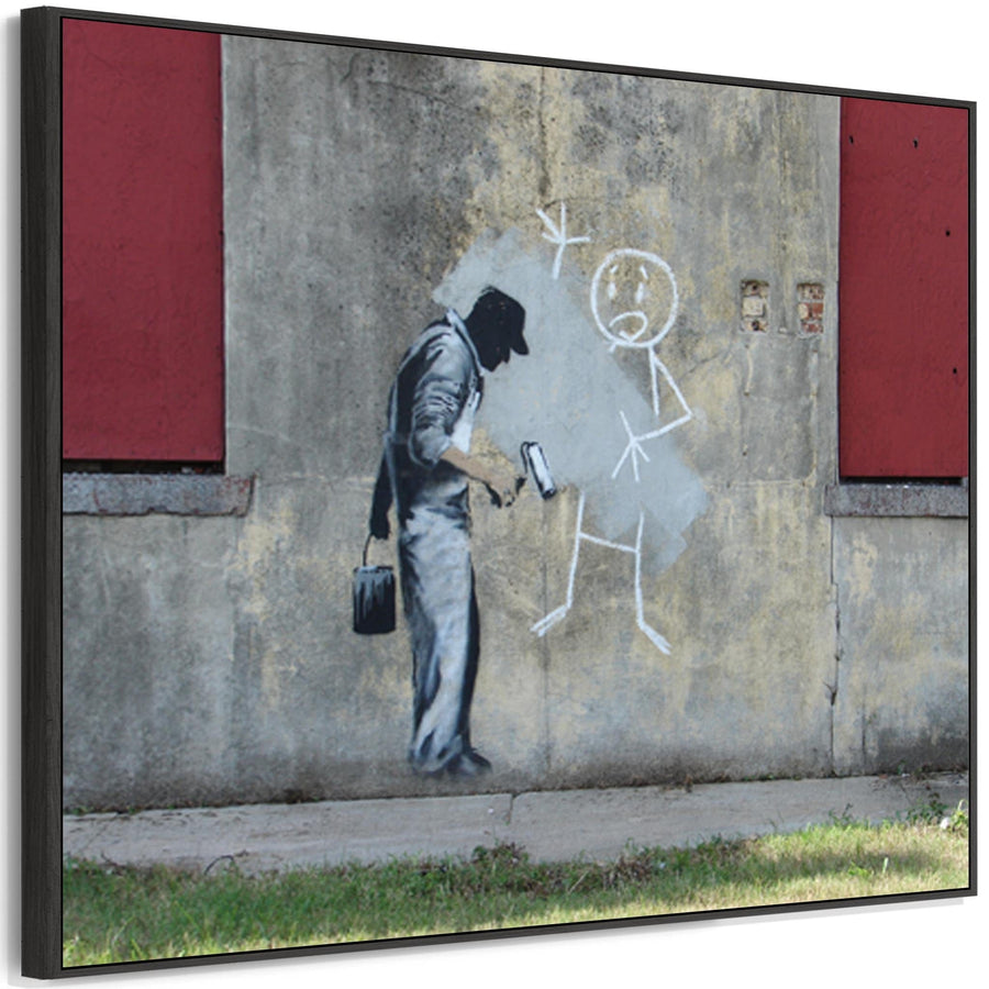 Large Banksy Framed Canvas Art Print - The Gray Ghost in New Orleans