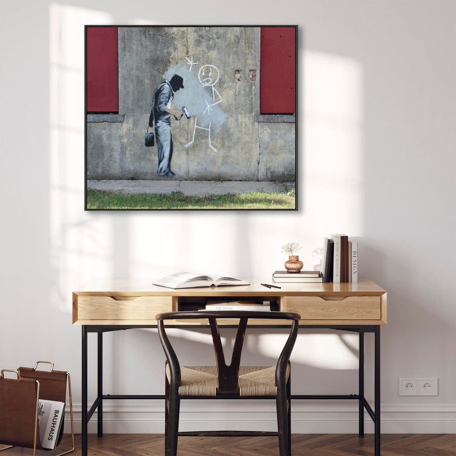 Large Banksy Framed Canvas Art Print - The Gray Ghost in New Orleans