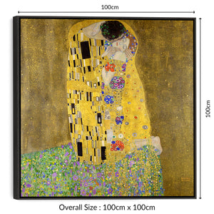 Gustav Klimt Canvas - The Kiss - Large Framed Print from Famous Painting