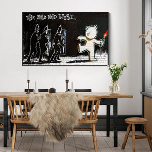 Large Banksy Framed Canvas Art Print - The Mild Mild West