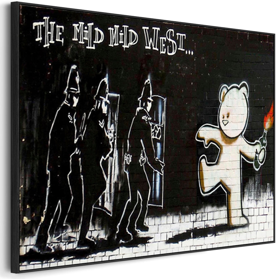 Large Banksy Framed Canvas Art Print - The Mild Mild West