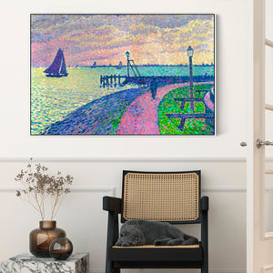 Theo Van Rysselberghe - Framed Wall Art Print Canvas Picture - Entrada Puerto Volendam