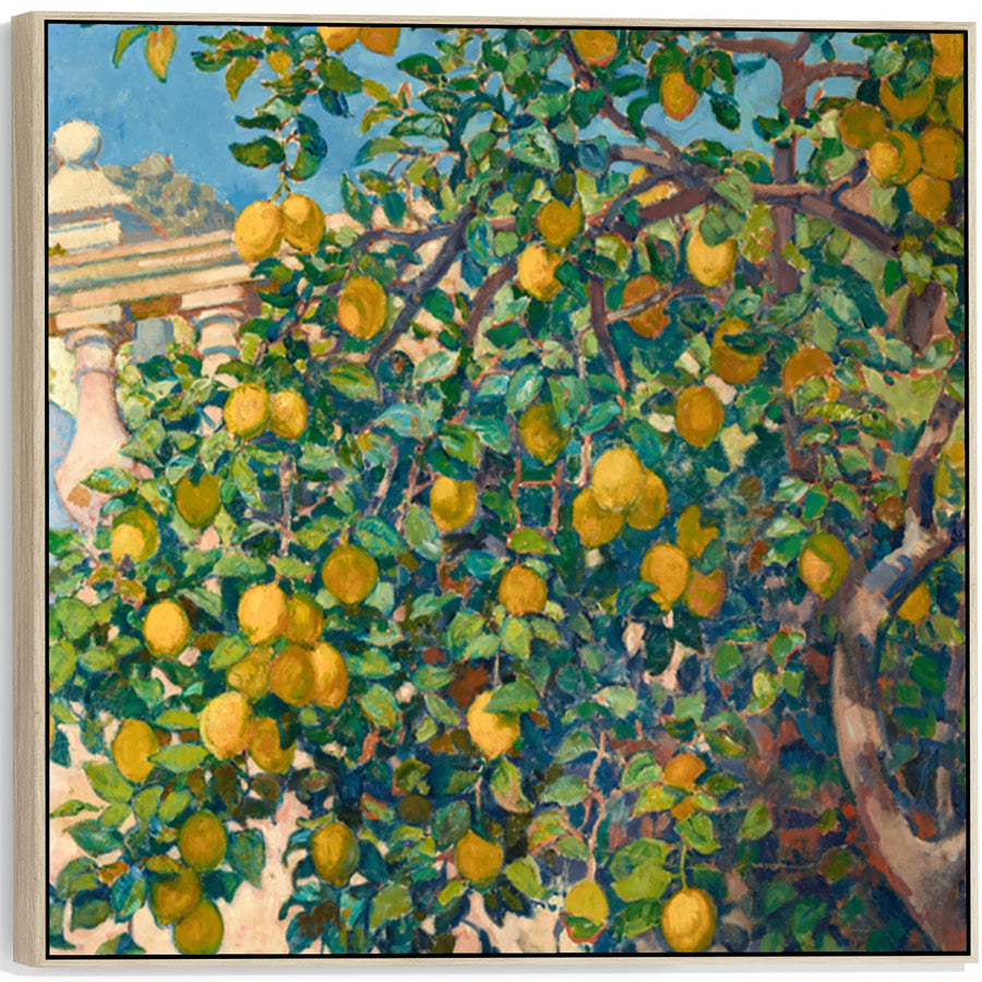 Theo Van Rysselberghe - Framed Wall Art Print Canvas Picture - Lemon Trees at Mortola