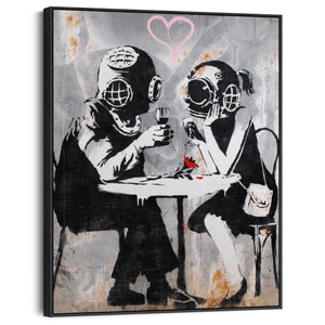 Large Banksy Framed Canvas Art Print - Think Tank