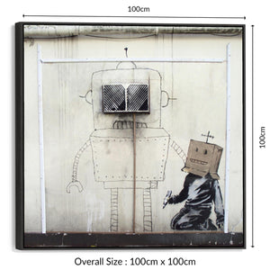 Large Banksy Framed Canvas Art Print - Torquay Robot