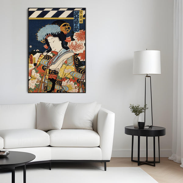 Toyohara Kunichika Wall Art Prints of Paintings Framed on Canvas Portrait of Noble Woman