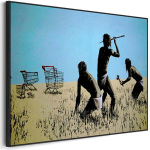 Large Banksy Framed Canvas Art Print - Trolley Hunters