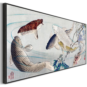 Japanese Koi Carp Wall Art Framed Canvas Print by Tsukioka Yoshitoshi