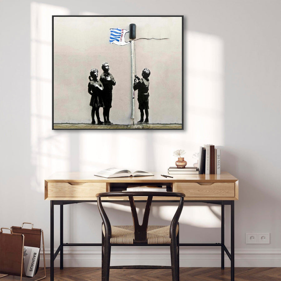 Large Banksy Framed Canvas Art Print - Very Little Helps