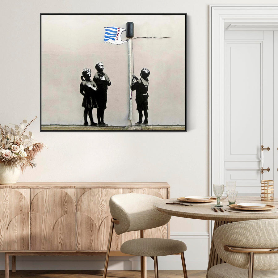 Large Banksy Framed Canvas Art Print - Very Little Helps