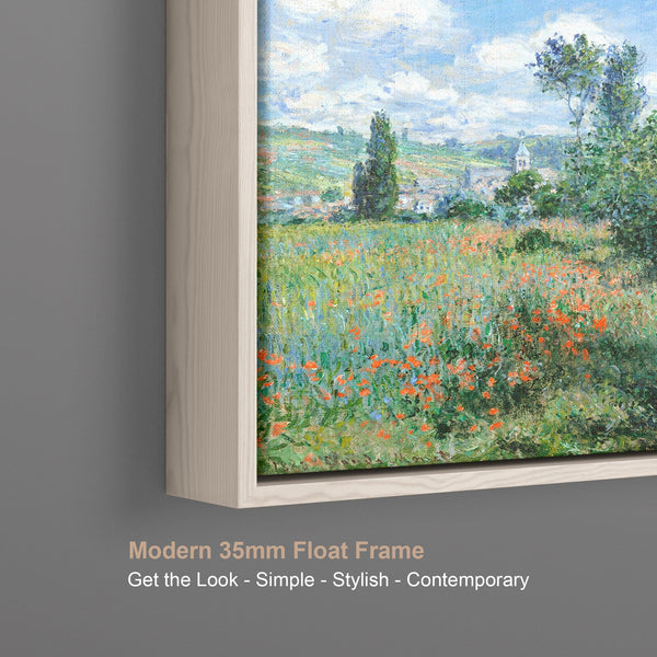 View of Vetheuil Wall Art Framed Canvas Print of Claude Monet Painting