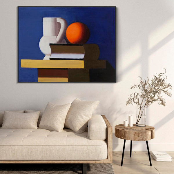 Vilhelm Lundstrom Framed Artwork Print on Canvas Still Life Arrangement - Jug Orange Book