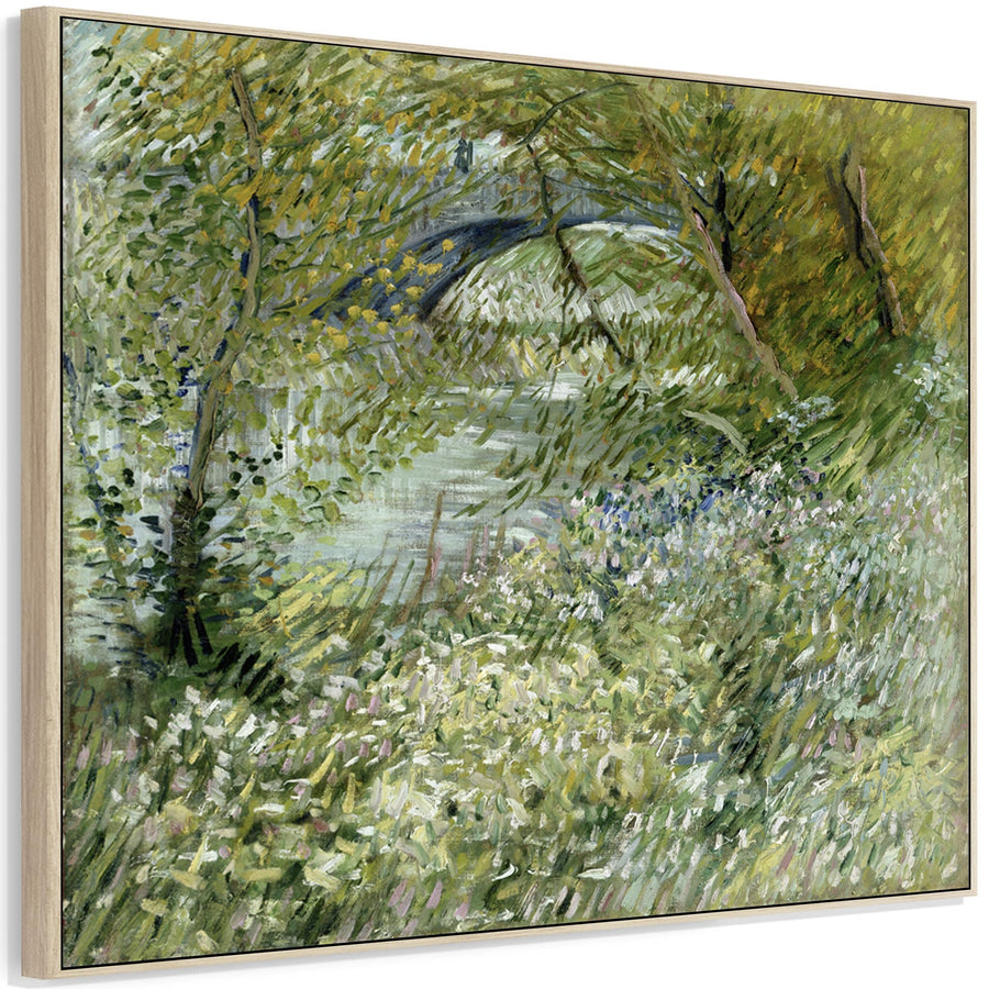 Vincent Van Gogh Artwork Canvas Print Framed River Bank in Springtime