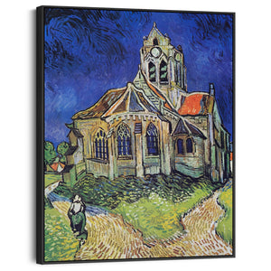 Vincent Van Gogh Framed Artwork on Canvas The Church at Auvers in Blue