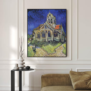 Vincent Van Gogh Framed Artwork on Canvas The Church at Auvers in Blue