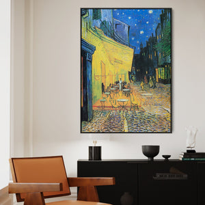Vincent Van Gogh Wall Art Framed Print of Famous Café Terrace at Night Painting on Canvas