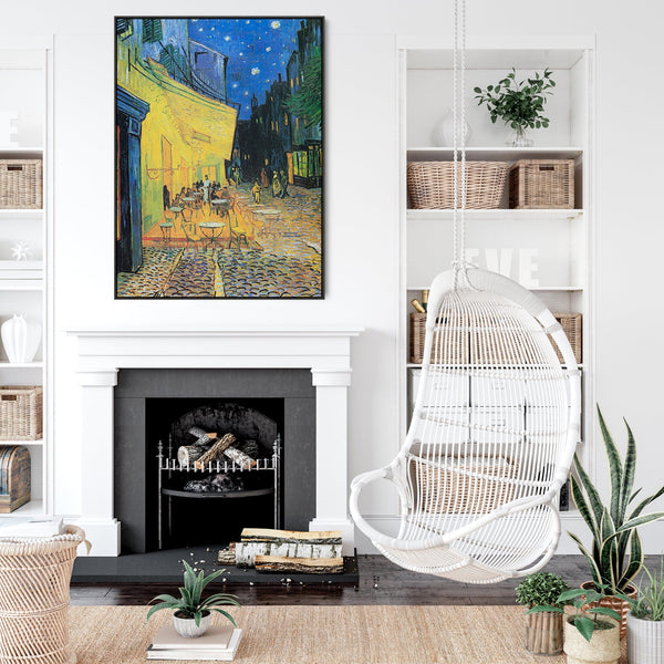 Vincent Van Gogh Wall Art Framed Print of Famous Café Terrace at Night Painting on Canvas