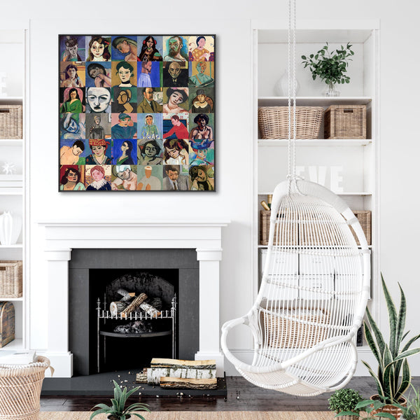 Large Henri Matisse Framed Wall Art Print on Canvas - Colourful 100cm x 100cm Collage