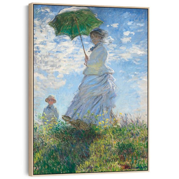 Woman with Parasol Wall Art Framed Canvas Print of Claude Monet Lady with Umbrella Painting - FFp-2175-N-S