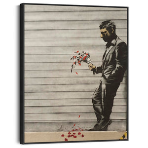 Large Banksy Framed Canvas Art Print - Waiting in Vain