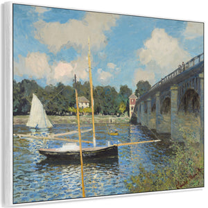 Large Claude Monet Framed Canvas Print of Bridge at Argenteuil Painting