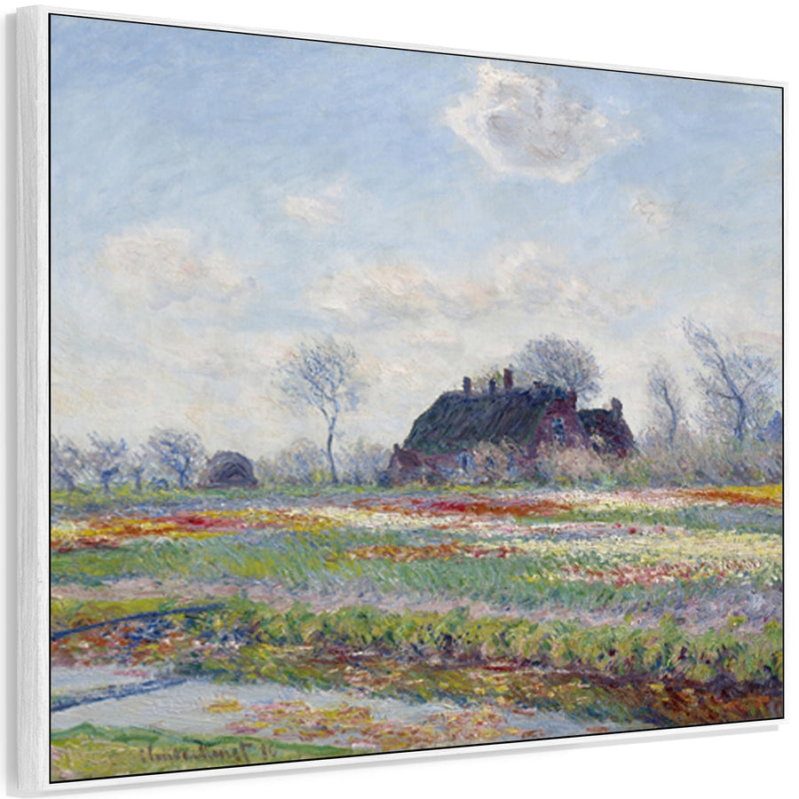 Large Claude Monet Framed Canvas Print of Tulip Fields at Sassenheim Landscape Painting