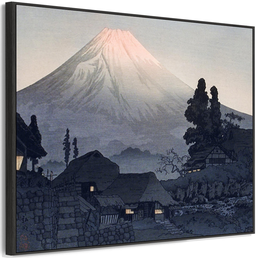 Mount Fuji at Night Japanese Wall Art Framed Canvas Print of Hiroaki Takahashi Shotei Painting