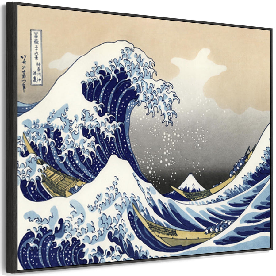 The Great Wave of Kanagawa Japanese Wall Art Framed Canvas Print by Katsushika Hokusai