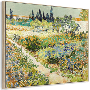 Large Vincent Van Gogh Wall Art Framed Canvas Print of Garden at Arles Landscape Painting