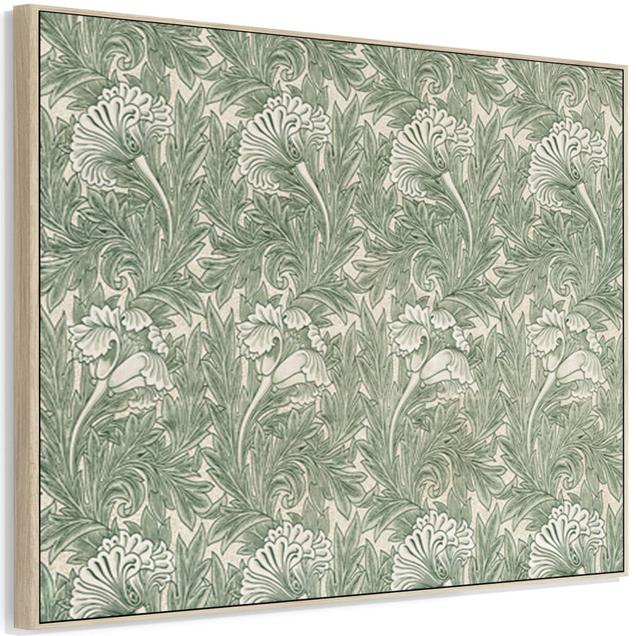 Large Green William Morris Wall Art Framed Canvas Print of Tulip Floral Artwork