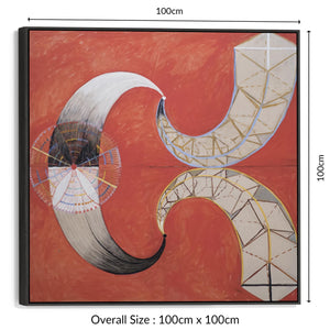 Large Hilma Klint Red Abstract Wall Art Framed Canvas Print of Famous The Swan Painting - XL 100cm x 100cm