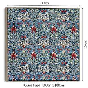 Large William Morris Wall Art Framed Canvas Print of Famous Snakeshead Pattern - 100cm x 100cm