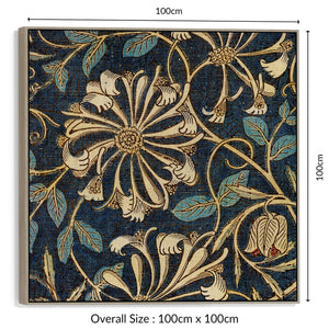 William Morris Wall Art Framed Canvas Print of Famous Honeysuckle Pattern - 100cm x 100cm