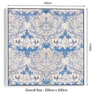 Large William Morris Wall Art Framed Canvas Print of Famous White Honeysuckle Pattern - 100cm x 100cm