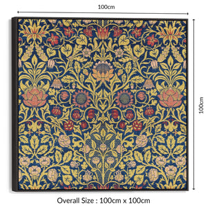 Large Colourful William Morris Wall Art Framed Canvas Print of Violet and Columbine Pattern - 100cm x 100cm