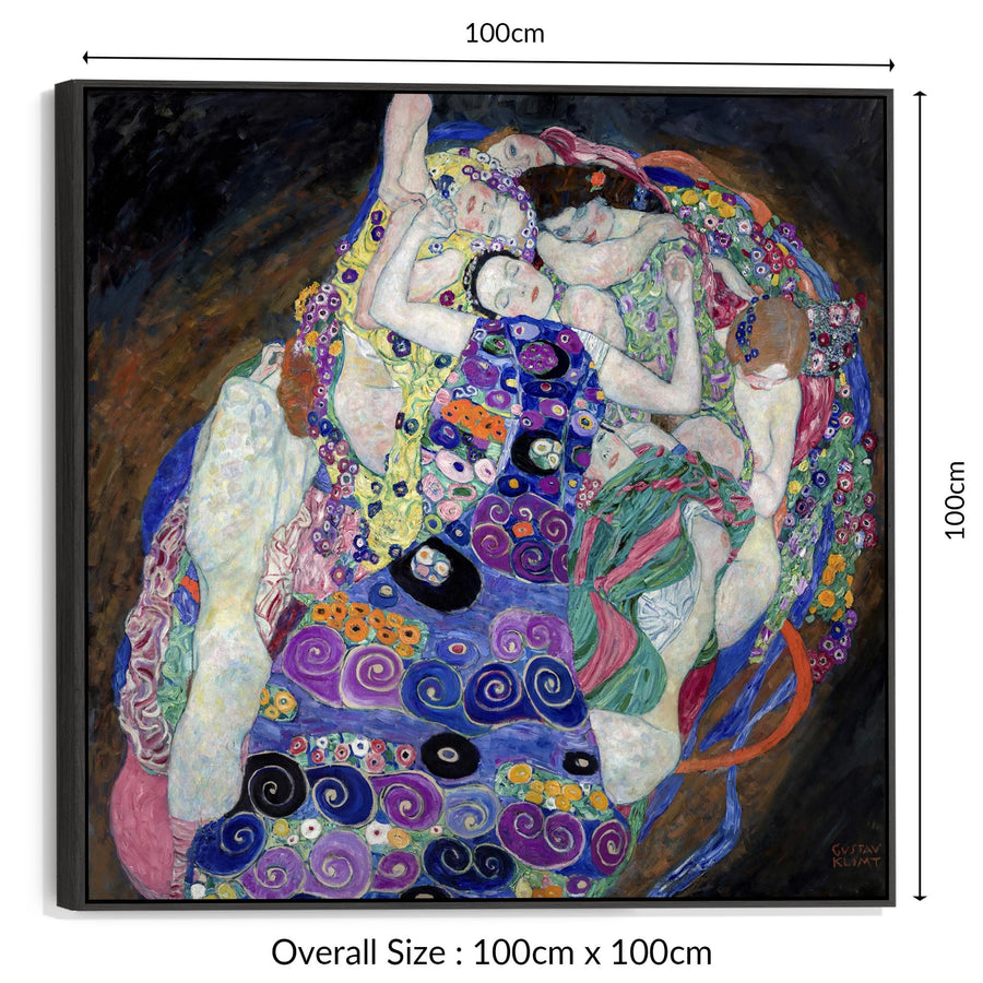 Large Colourful Gustav Klimt Wall Art Framed Canvas Print of The Virgin Painting - 100cm x 100cm