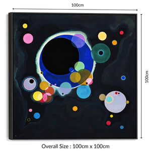 Large Abstract Wassily Kandinsky Framed Canvas Print of Several Circles Painting - 100cm x 100cm