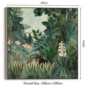 Large Henri Rousseau Wall Art Framed Canvas Print of The Equatorial Jungle Famous Painting - 100cm x 100cm